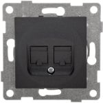 Механизм компьютерной и телефонной розетки GUSI ELECTRIC Bravo RJ45, RJ12, СУ, графит С10КТ-010 (артикул 16032728) – фото 1