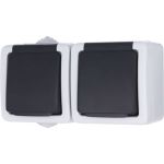 Двойная розетка LK Studio с з/к IP54 16А/250V серый LK AQUA 80008 (артикул 16062482) – фото 1