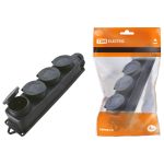 Розетка TDM четырехместная с заглушками каучук 2Р+РЕ 16А 250В IP44 SQ0612-0011 (артикул 18166297) – фото 1