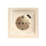 Розетка STEKKER 1-местн.с/з 220В 16А с защит.шторк USB серия Эрна,слоновая кость PST16-901-02 39237 (артикул 16247333) – фото 1