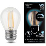 Лампа Gauss LED Filament Шар dimmable E27 5W 450lm 4100K 105802205-D (артикул 15869287) – фото 1