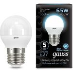 Лампа LED Globe E27 6.5W 100-240V 4100K Gauss 105102207 (артикул 15499937) – фото 1