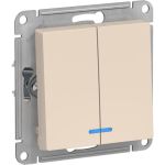 2-клавишный выключатель Schneider Electric AtlasDesign Бежевый с подсветкой, сх.5а, 10АХ ATN000253 (артикул 16794031) – фото 1