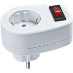 Переходник с выключателем Navigator NAD-1E-СS-WH, 1 гнездо 94669 (артикул 16288615) – фото 1