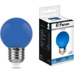 Лампа FERON LED 1вт Е27, синий, шар 25118 (артикул 15154621) – фото 1