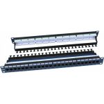 Патч-панель Hyperline, PP3-19-24-8P8C-C6-110D, 19"", 1U, 24 порта RJ-45, категория 6, Dual IDC, ROHS, цвет черный, задний кабельный организатор в комплекте, 246107 (артикул 15559868) – фото 1