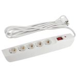 Сетевой фильтр ЭРА SFX-5es-4m-W белый, с заземления, 10A, с выключателем, 5 гнезд, 4 метра, 10/140 Б0044021 (артикул 16452314) – фото 1