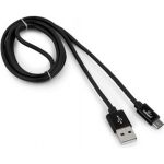 Кабель Cablexpert USB 2.0 AM/microB, серия Silver, длина 1 м, черный, блистер CC-S-mUSB01Bk-1M (артикул 16205349) – фото 1
