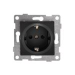 Механизм розетки GUSI ELECTRIC Ugra 1-ой с/з с з/ш, скрытая установка, 16А, 250В, графит С11Р4-010 (артикул 16032645) – фото 1