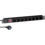 Блок розеток ExeGate ServerPro PDU-19H802 Al-8S-EU1.8CU-SW, 19, 1U, алюминий, 8Schuko, евро, 1.8м 280841 (артикул 17618754) – фото 1