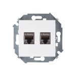 Компьютерная двойная розетка Simon RJ45 кат.6а АМР, FTP, белый 1591564-030 (артикул 16102585) – фото 1