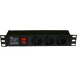 Блок розеток Hyperline SHE10-3SH-S-IEC для 10"" шкафов, горизонтальный, 3 розетки Schuko, 10А 255010 (артикул 19591890) – фото 1