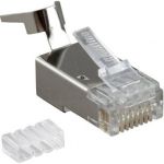 Разъем RJ-45 (8P8C) под витую пару, категория 6/6A (50µ"/ 50 микродюймов), экранированный, универсальный (для одножильного и многожильного кабеля), для толстых жил 1.35-1.5 мм (с оболочкой) 10шт Hyperline PLUG-8P8C-UV-C6-TW-SH-10 49340 (артикул 15550714) – фото 1
