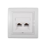 Коммуникационная двойная розетка Aling-conel PRESTIGE RJ45 Cat6 UTP, белая 615.00 113032 (артикул 20017996) – фото 1