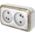 Розетка duwi о/п б/з 2-местная серия Palazzo Vintage, белое золото патина 26436 1 (артикул 15975395) – фото 1