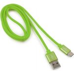 Кабель Cablexpert USB 2.0 AM/Type-C, серия Silver, длина 1 м, зеленый, блистер, CC-S-USBC01Gn-1M (артикул 16205361) – фото 1