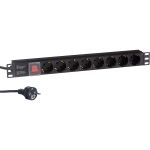 Блок розеток ExeGate ServerPro PDU-19H804 Al-8S-EU2.5CU-SW, 19, 1U, алюминий, 8Schuko, евро, 2.5м 280843 (артикул 17619480) – фото 1