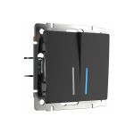 Выключатель WERKEL двухклавишный с подсветкой черный матовый W1120108 a051619 (артикул 15777351) – фото 1