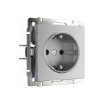 Розетка WERKEL WL06-SKGS-01-IP44 с заземлением и шторками серебряный a029831 (артикул 15777398) – фото 1