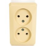 Розетка Schneider Electric 2-м ОП Этюд 16А без заземления, кремовый SchE PA16-005K (артикул 15170280) – фото 1