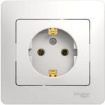 Розетка Schneider Electric 1-м GLOSSA с заземлением, белая SchE GSL000142 (артикул 15425660) – фото 1