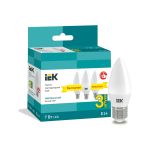 Лампа IEK LED C35 свеча 7Вт 230В 4000К E14 3шт/упак LLE-C35-07-230-40-E14-3 (артикул 16527005) – фото 1