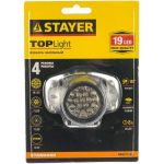 Налобный светодиодный фонарь 19LED, 4 режима, 3ААА STAYER STANDARD 56570 (артикул 15537075) – фото 1