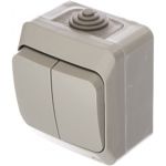 Выключатель Schneider Electric 2-клавишный ОП Этюд 10А IP44 серый SchE BA10-042C (артикул 15170292) – фото 1