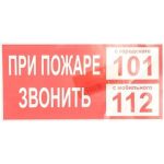 Плакат При пожаре звонить 01 TDM 200х100мм SQ0817-0070 (артикул 15499467) – фото 1