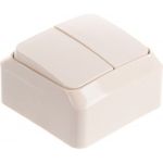 Двухклавишный выключатель Schneider Electric ОП Этюд 10А IP20 с индикацией, кремовый BA10-006K (артикул 15873866) – фото 1