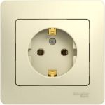 Розетка Schneider Electric 1-м GLOSSA с заземлением, бежевая SchE GSL000242 (артикул 15425659) – фото 1