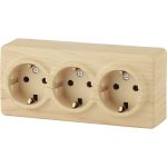 Розетка ЭРА 11-2208-11 3х2P E Schuko, 16A-250В, IP20, ОУ, Эксперт, сосна Б0020702 (артикул 15980767) – фото 1