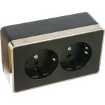Двойная розетка с заземлением Werkel W5072135 Gallant черный хром a050977 (артикул 15958293) – фото 1