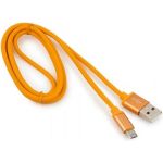 Кабель Cablexpert USB 2.0 AM/microB, серия Silver, длина 1 м, оранжевый, блистер, CC-S-mUSB01O-1M (артикул 16205377) – фото 1