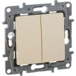 Механизм выключателя Legrand 2-клавишный СП Etika 10АX безвинтовые зажимы слоновая кость Leg 672302 (артикул 16120058) – фото 1