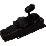 Каучуковая колодка 2 гнезда с з/к и крышкой 220В 16А, IP54, чёрная BEMIS BK1-1402-2612/3612 8698523906125 (артикул 15545891) – фото 1