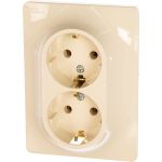 Двухместная розетка Schneider Electric СП Glossa с заземлением, в сборе бежевая GSL000224 (артикул 15873747) – фото 1