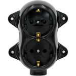 Двухместная розетка SVET РА16-5220 черная серия ретро SV0302-0022 (артикул 16467416) – фото 1