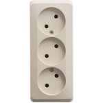 Тройная розетка Schneider Electric ЭТЮД, O/У без заземления, без шторок, 16А 250B кремовый PA16-009K (артикул 16314197) – фото 1