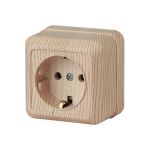 Розетка Intro Quadro 2-202-11 с заземлением 2P+E Schuko, 16А-250В, IP20, открытая установка, сосна, Б0053790 (артикул 20772495) – фото 1