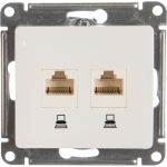 Механизм компьютерной розетки Schneider Electric 2-м Glossa RJ45+RJ45 кат.5е белый SchE GSL000185KK 463574 (артикул 15788755) – фото 1