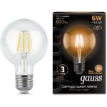 Лампа LED G95 E27 6W 2700K Gauss Filament 105802106 (артикул 15629445) – фото 1