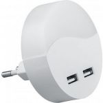 Светильник-ночник c USB выходами FERON 0,45W 230V круг, белый FN1122 41021 (артикул 16041279) – фото 1