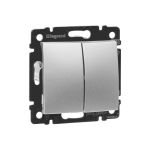 Механизм выключателя Legrand 2-клавишный СП Valena 10 А IP31 алюминий Leg 770105 (артикул 16120034) – фото 1