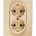 Розетка Legrand 2-м СП Etika винтовые клеммы в сборе, с заземлением, слоновая кость. Leg 672323 1066913 (артикул 15788638) – фото 1