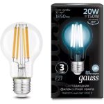 Лампа GAUSS Filament А60 20W 1850lm 4100К Е27 LED 1/10/40 102902220 (артикул 16856383) – фото 1