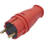 Вилка STEKKER прямая с заземляющим контактом, каучук 250В, 16A, IP44, красная, RPG16-21-441 39160 (артикул 16203655) – фото 1