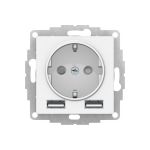 Розетка 16А с 2 USB A+A Schneider Electric AtlasDesign Белый 5В/2,4А, 2х5В/1,2А ATN000130 (артикул 18132535) – фото 1