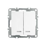 2-клавишный выключатель STEKKER с индикатором, механизм, 250В, 10А, белый PSW10-9102-01 39310 (артикул 18250267) – фото 1