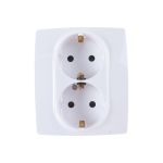 Розетка ЭРА 12-2104-01 2X2P+E Schuko со шторками, 16АХ-250В, белый Б0014699 (артикул 15747409) – фото 1